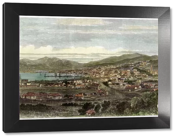 The town and port of Wellington, capital of New Zealand, c1880