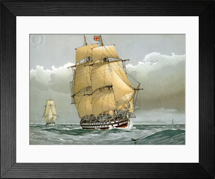 Framed Print : A 74 gun Royal Navy ship of the line, c1794 (c1890-c1893). Artist: William Frederick Mitchell Framed Print : A 74 gun Royal Navy ship of the line, c1794 (c1890-c1893). Artist: William Frederick Mitchell