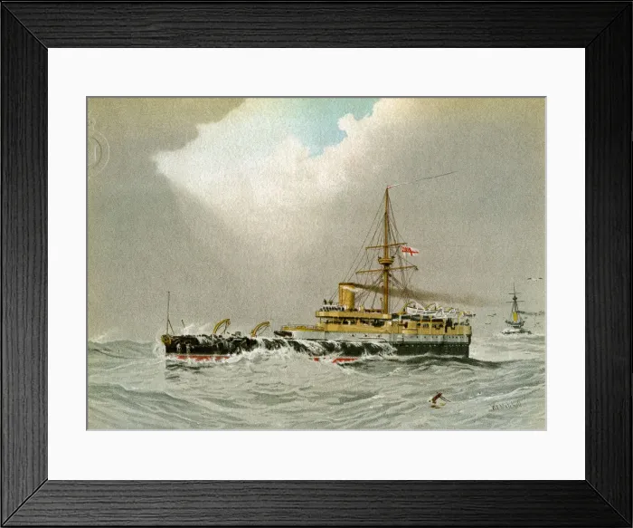 Framed Print : HMS Hero, Royal Navy 2nd class battleship, c1890-c1893. Artist: William Frederick Mitchell Framed Print : HMS Hero, Royal Navy 2nd class battleship, c1890-c1893. Artist: William Frederick Mitchell