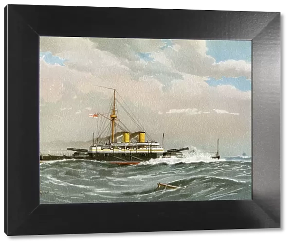 HMS Rodney, Royal Navy 1st class battleship, c1890-c1893. Artist: William Frederick Mitchell