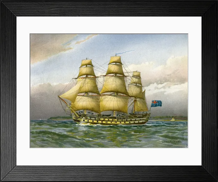 Framed Print : Royal Navy battle ship, c1760 (c1890-c1893) Framed Print : Royal Navy battle ship, c1760 (c1890-c1893)