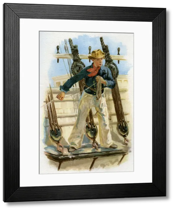 Framed Print : Heaving the lead, 18th century (c1890-c1893) Framed Print : Heaving the lead, 18th century (c1890-c1893)