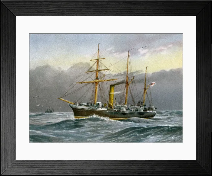 Framed Print : HMS Nymphe, Royal Navy sloop, c1890-c1893 Framed Print : HMS Nymphe, Royal Navy sloop, c1890-c1893