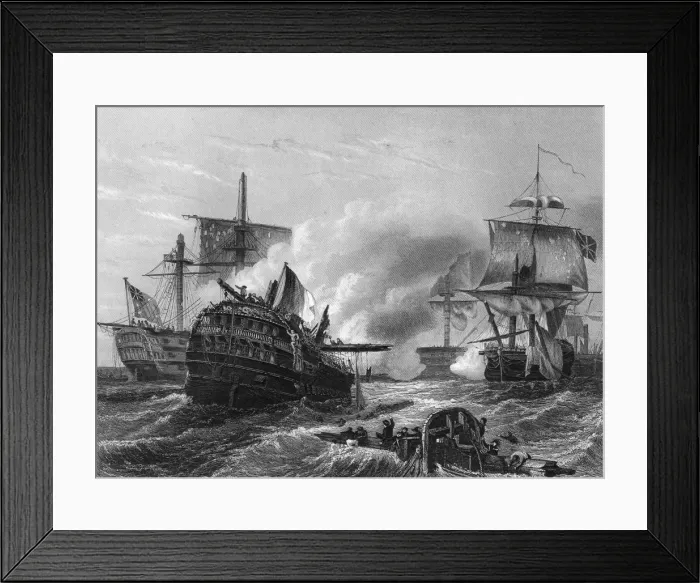 Framed Print : Lord Howes victory over the French, 1st June 1794, (c1857). Artist: J Rogers Framed Print : Lord Howes victory over the French, 1st June 1794, (c1857). Artist: J Rogers