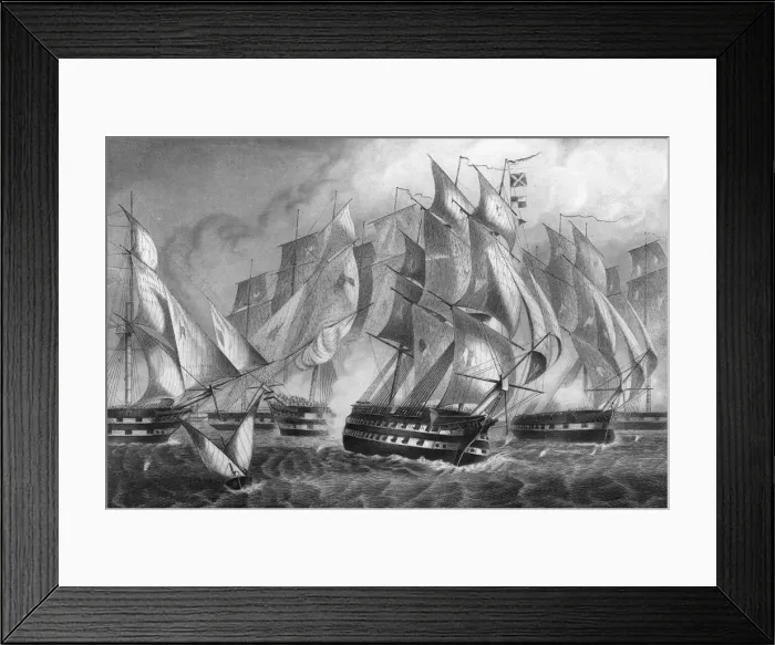 Framed Print : Sir Charles Napiers victory off Cape St Vincent, 5 July 1833 (c1857). Artist: DJ Pound Framed Print : Sir Charles Napiers victory off Cape St Vincent, 5 July 1833 (c1857). Artist: DJ Pound