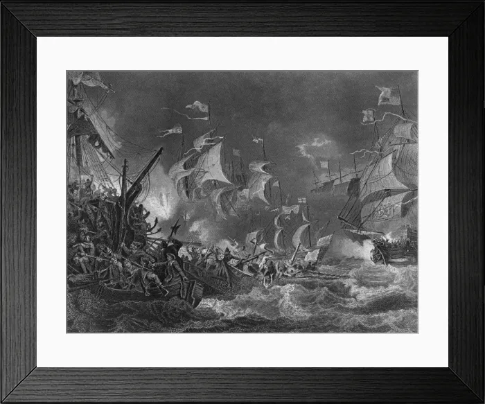 Framed Print : The defeat of the Spanish Armada, 1588 (c1857). Artist: J Rogers Framed Print : The defeat of the Spanish Armada, 1588 (c1857). Artist: J Rogers