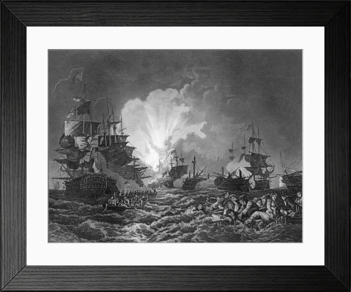 Framed Print : The Battle of the Nile, Egypt, 1 August 1798 (c1857). Artist: J Rogers Framed Print : The Battle of the Nile, Egypt, 1 August 1798 (c1857). Artist: J Rogers