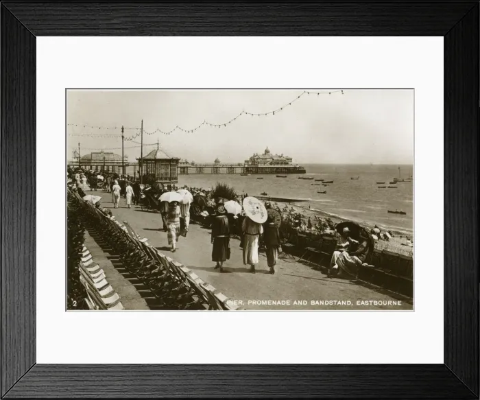 Framed Print : Pier, promenade and bandstand, Eastbourne, Sussex, c1920s(?) Framed Print : Pier, promenade and bandstand, Eastbourne, Sussex, c1920s(?)