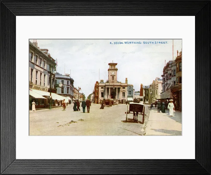 Framed Print : South Street, Worthing, Sussex, c1900s(?). Artist: Photochrom Co Ltd of London Framed Print : South Street, Worthing, Sussex, c1900s(?). Artist: Photochrom Co Ltd of London