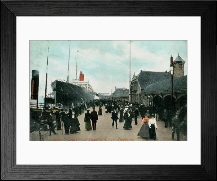 Framed Print : Steamship SS Celtic at the quayside, Liverpool, Lancashire, c1904. Artist: Valentine & Sons Ltd Framed Print : Steamship SS Celtic at the quayside, Liverpool, Lancashire, c1904. Artist: Valentine & Sons Ltd