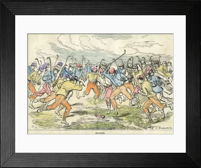 Framed Print : Hockey, 19th century(?). Artist: F Wentworth Framed Print : Hockey, 19th century(?). Artist: F Wentworth