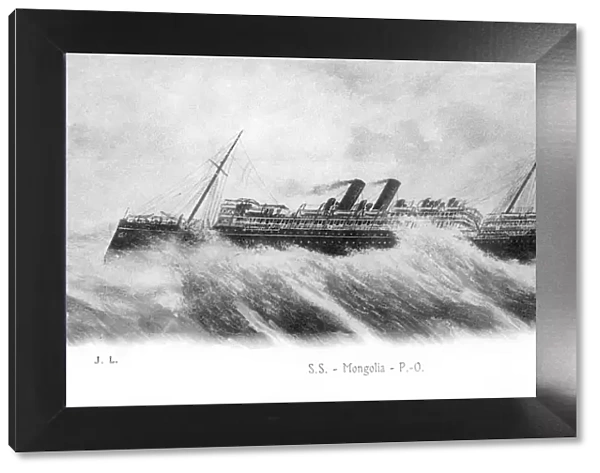SS Mongolia in heavy seas, c1903-c1917