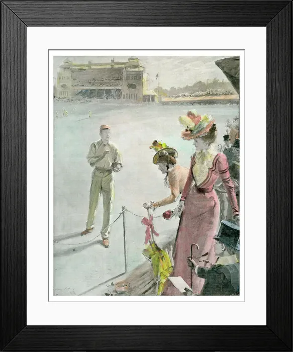 Framed Print : Eton v Harrow at Lord s: A Boundary Hit, late 19th or early 20th century(?). Artist: Anglo Framed Print : Eton v Harrow at Lord s: A Boundary Hit, late 19th or early 20th century(?). Artist: Anglo