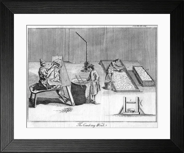 Framed Print : The Combing Work, c1750(?) Framed Print : The Combing Work, c1750(?)