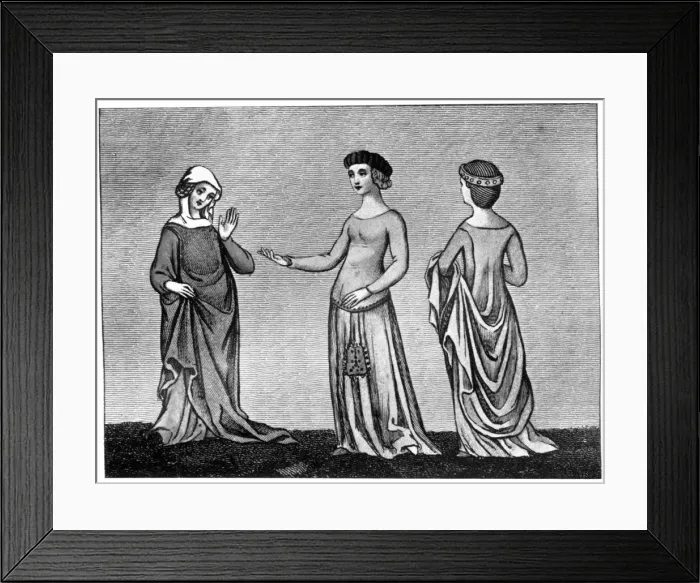 Framed Print : Womens dress, 14th century, (1910) Framed Print : Womens dress, 14th century, (1910)