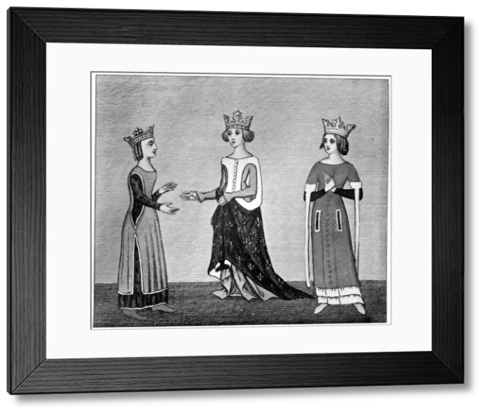 Framed Print : Ladies dress, 14th century, (1910) Framed Print : Ladies dress, 14th century, (1910)