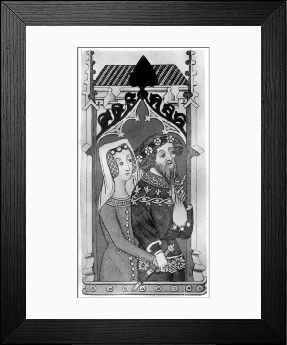 Framed Print : Johannes Gyniford and his wife, late 14th century, (1910) Framed Print : Johannes Gyniford and his wife, late 14th century, (1910)
