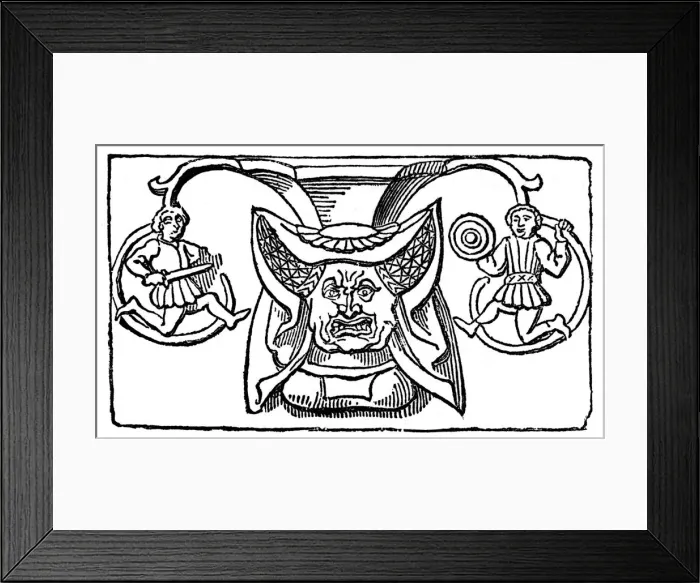 Framed Print : Carving of a woman wearing a horned headdress, 15th century, (1910) Framed Print : Carving of a woman wearing a horned headdress, 15th century, (1910)
