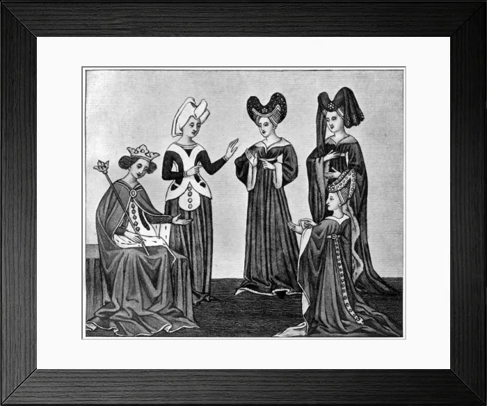 Framed Print : Heart-shaped headdresses, 15th century, (1910) Framed Print : Heart-shaped headdresses, 15th century, (1910)