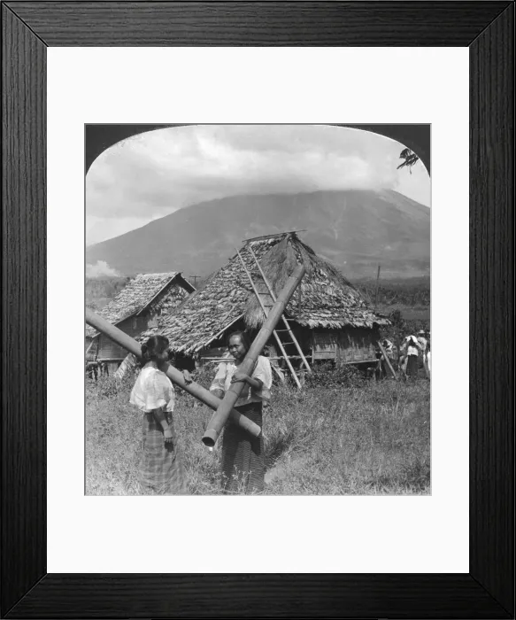 Framed Print : Native girls with their water vessels made from shafts of bamboo, Philippines, 1907. Artist: HC White Framed Print : Native girls with their water vessels made from shafts of bamboo, Philippines, 1907. Artist: HC White