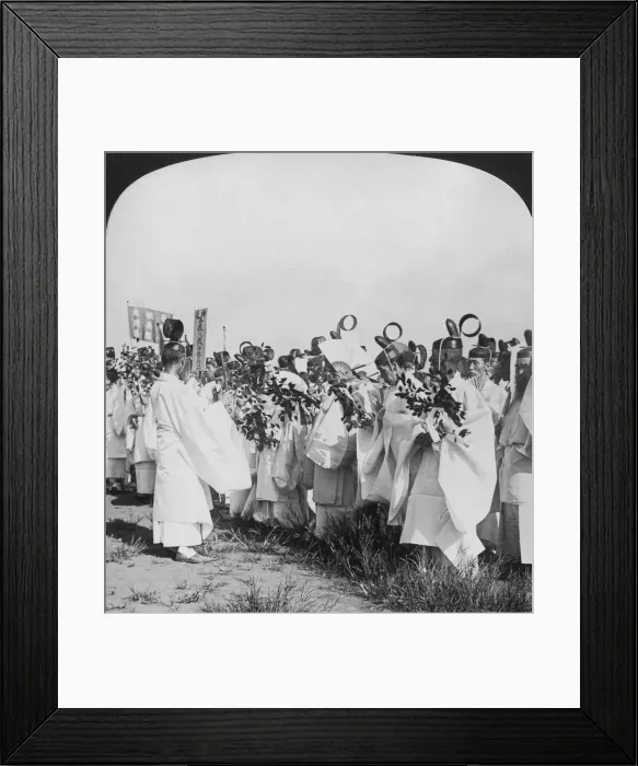 Framed Print : Shinto priests in a funeral procession for Hitachi Maru victims, Tokyo, Japan, 1905. Artist: HC White Framed Print : Shinto priests in a funeral procession for Hitachi Maru victims, Tokyo, Japan, 1905. Artist: HC White