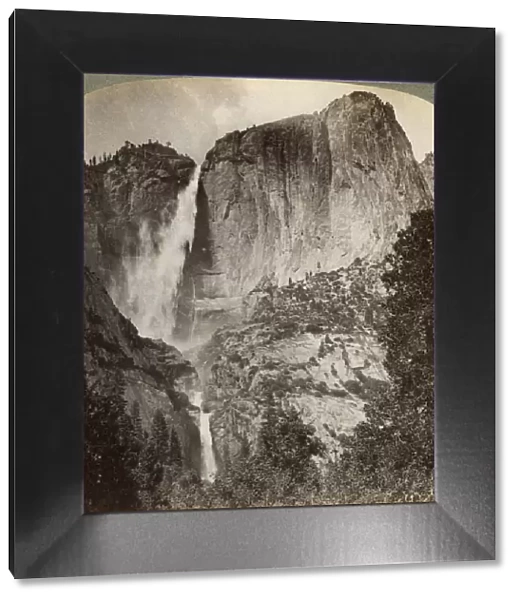 Yosemite Point and wind-blown Yosemite Falls, Yosemite Valley, California, USA, 1902. Artist: Underwood & Underwood