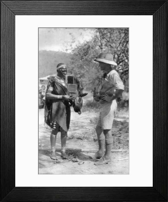 Framed Print : Errol Hinds making a deal in chickens, Wankie to Victoria Falls, Southern Rhodesia, 1925 (1927). Artist: Thomas A Glover Framed Print : Errol Hinds making a deal in chickens, Wankie to Victoria Falls, Southern Rhodesia, 1925 (1927). Artist: Thomas A Glover
