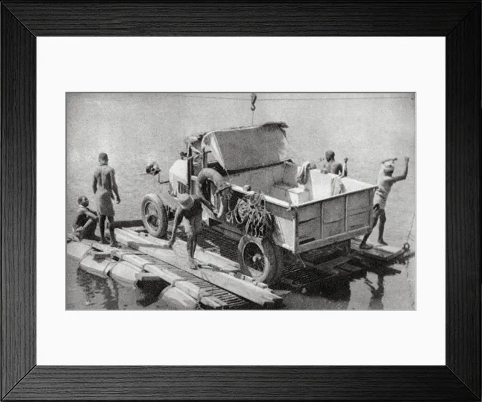Framed Print : Crossing the Chambesi River on a broken pontoon, Northern Rhodesia, 1925 (1927). Artist: Thomas A Glover Framed Print : Crossing the Chambesi River on a broken pontoon, Northern Rhodesia, 1925 (1927). Artist: Thomas A Glover