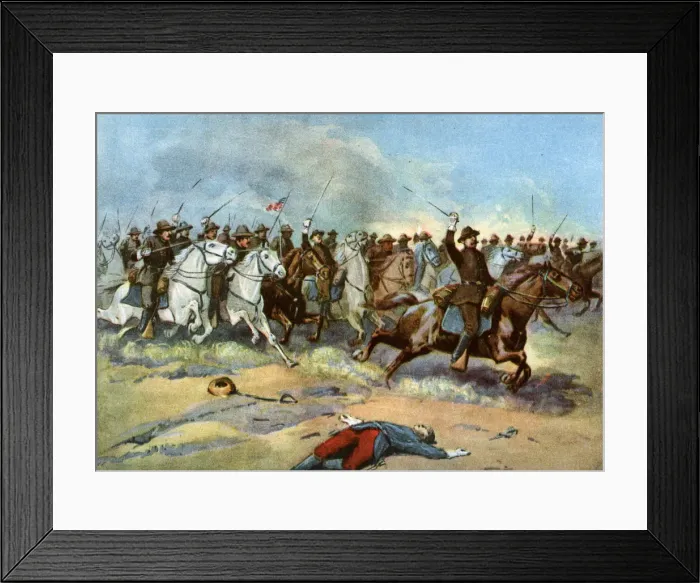 Framed Print : Cavalry charge by US regulars, Spanish-American War, 1898 Framed Print : Cavalry charge by US regulars, Spanish-American War, 1898
