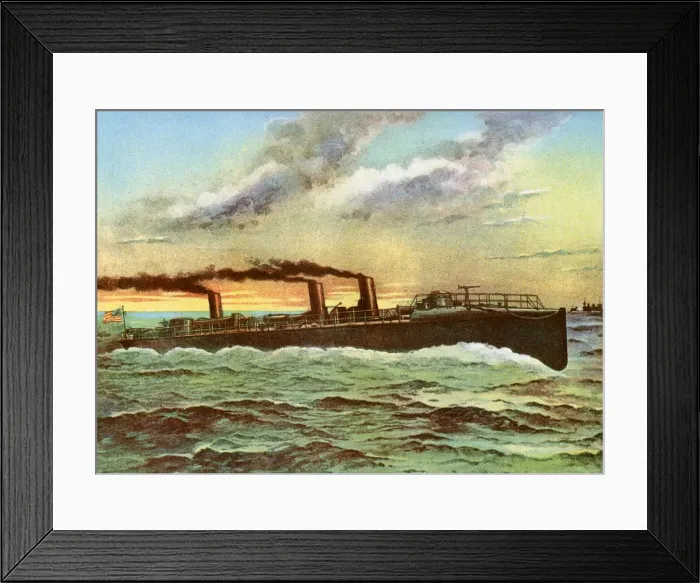 Framed Print : USS Porter, American torpedo boat, 1898