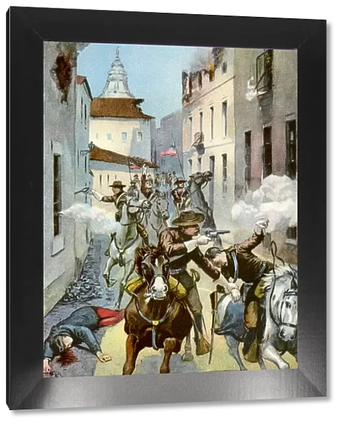 Street fight in Santiago, Cuba, Spanish-American War, 1898