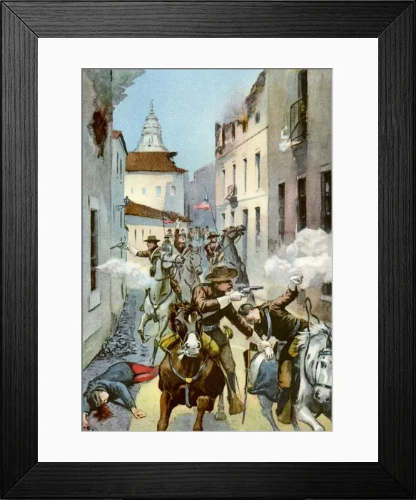 Framed Print : Street fight in Santiago, Cuba, Spanish-American War, 1898 Framed Print : Street fight in Santiago, Cuba, Spanish-American War, 1898