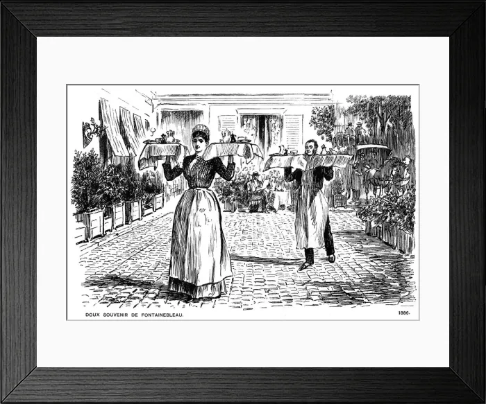 Framed Print : Doux Souvenir de Fontainebleau, 1886 (1891). Artist: George du Maurier Framed Print : Doux Souvenir de Fontainebleau, 1886 (1891). Artist: George du Maurier