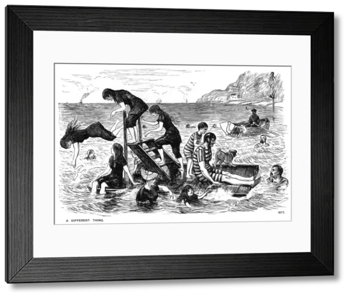 Framed Print : A Different Thing, 1877 (1891). Artist: George du Maurier Framed Print : A Different Thing, 1877 (1891). Artist: George du Maurier