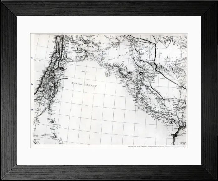 Framed Print : Rennells map of the Syrian desert, dated 1809, published 1831 (1937) Framed Print : Rennells map of the Syrian desert, dated 1809, published 1831 (1937)