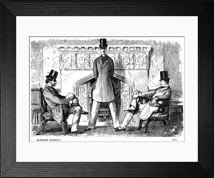 Framed Print : Alarming Scarcity, 1874 (1891). Artist: George du Maurier Framed Print : Alarming Scarcity, 1874 (1891). Artist: George du Maurier