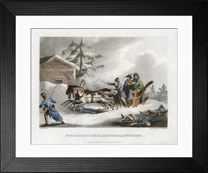 Framed Print : Bonapartes Flight in Disguise from Russia, 1811, 1814. Artist: Sutherland Framed Print : Bonapartes Flight in Disguise from Russia, 1811, 1814. Artist: Sutherland