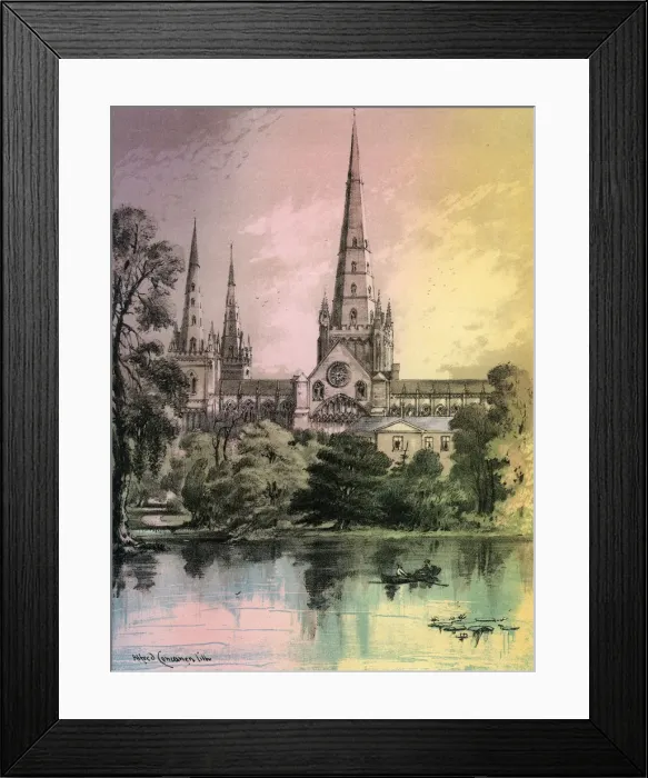 Framed Print : Lichfield Cathedral, Staffordshire, c1870. Artist: Alfred Concanen Framed Print : Lichfield Cathedral, Staffordshire, c1870. Artist: Alfred Concanen