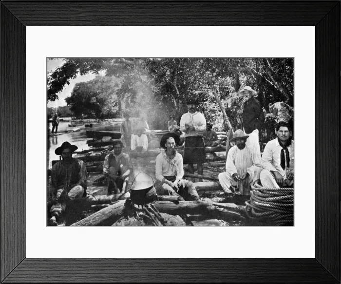 Framed Print : Cooking on a raft, Paraguay, 1911 Framed Print : Cooking on a raft, Paraguay, 1911