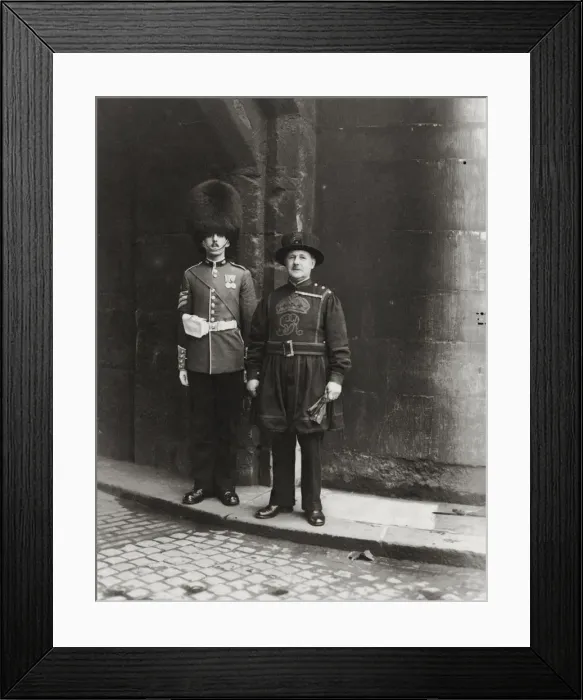 Framed Print : Ancient and Modern at the Tower of London, 20th century Framed Print : Ancient and Modern at the Tower of London, 20th century