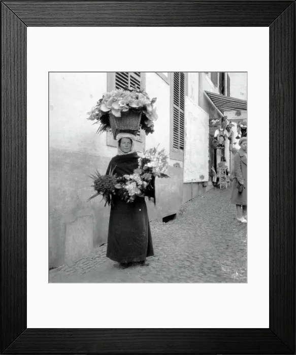 Framed Print : Flower seller, Funchal, Madeira, 20th century Framed Print : Flower seller, Funchal, Madeira, 20th century