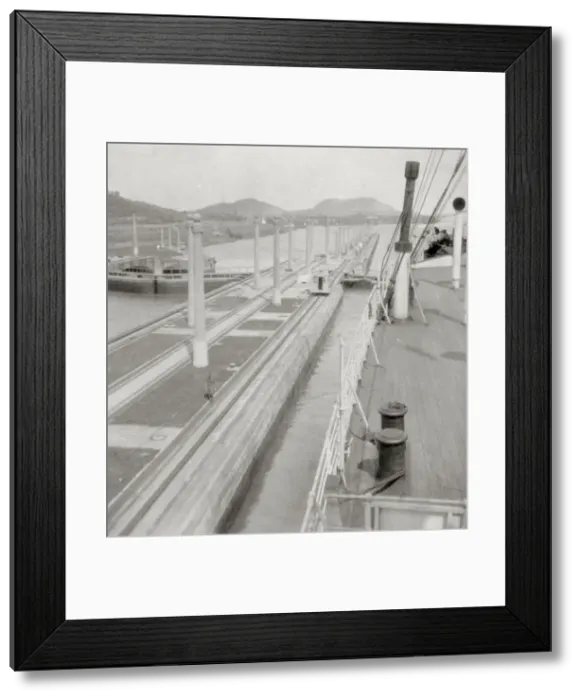 Framed Print : SS Orbita, Panama Canal, Panama, 20th century. Artist: J Dearden Holmes Framed Print : SS Orbita, Panama Canal, Panama, 20th century. Artist: J Dearden Holmes