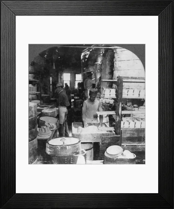 Framed Print : Firing tableware in the Noted Pottery Centre, Trenton, New Jersey, USA, early 20th century. Artist: Keystone View Company Framed Print : Firing tableware in the Noted Pottery Centre, Trenton, New Jersey, USA, early 20th century. Artist: Keystone View Company