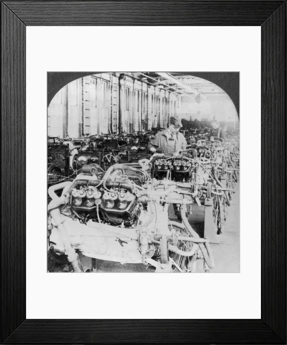 Framed Print : Testing engines in an automobile factory, Detroit, Michigan, USA, 20th century. Artist: Keystone View Company Framed Print : Testing engines in an automobile factory, Detroit, Michigan, USA, 20th century. Artist: Keystone View Company