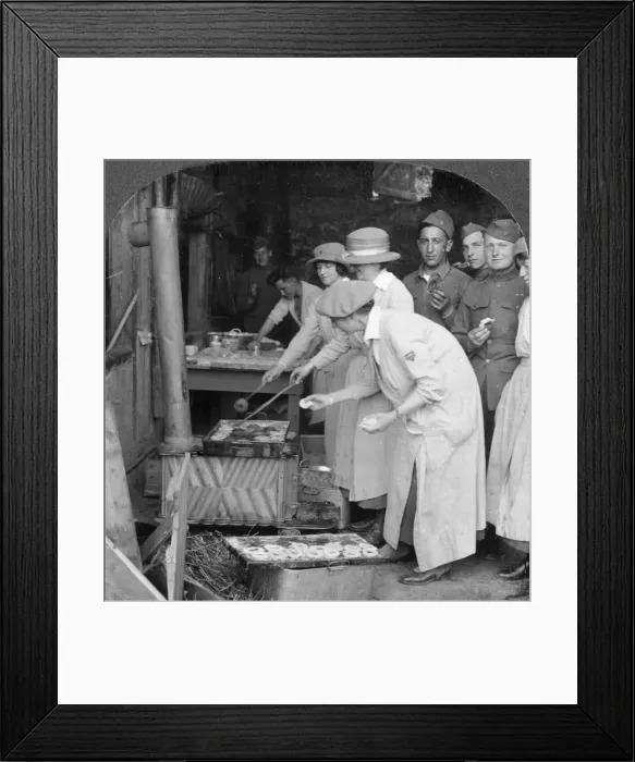 Framed Print : Doughnuts for doughboys, Montabaur on the Rhine, Germany, c1918-c1919. Artist: Keystone View Company Framed Print : Doughnuts for doughboys, Montabaur on the Rhine, Germany, c1918-c1919. Artist: Keystone View Company