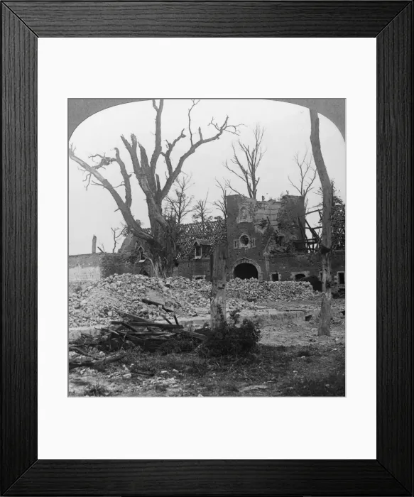 Framed Print : Ruins of Beury Chateau, Festubert, France, World War I, c1914-c1918. Artist: Realistic Travels Publishers Framed Print : Ruins of Beury Chateau, Festubert, France, World War I, c1914-c1918. Artist: Realistic Travels Publishers