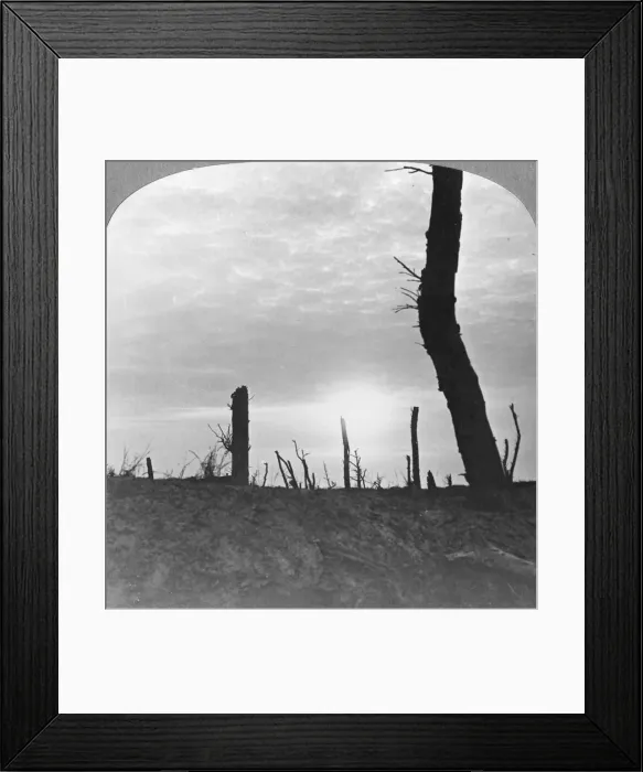 Framed Print : The Sun going down over no mans land on the Somme, France, World War I, c1914-c1918. Artist: Realistic Travels Publishers Framed Print : The Sun going down over no mans land on the Somme, France, World War I, c1914-c1918. Artist: Realistic Travels Publishers