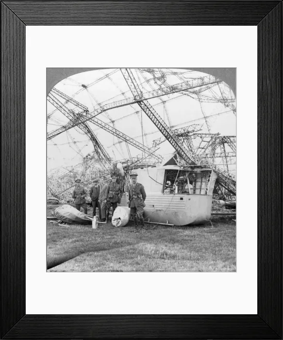 Framed Print : Gondola of the Zeppelin shot down off the Essex coast, World War I, 1916. Artist: Realistic Travels Publishers Framed Print : Gondola of the Zeppelin shot down off the Essex coast, World War I, 1916. Artist: Realistic Travels Publishers
