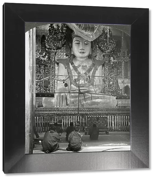 Marble Buddha in a pagoda, Mandalay, Burma, 1908. Artist: Stereo Travel Co