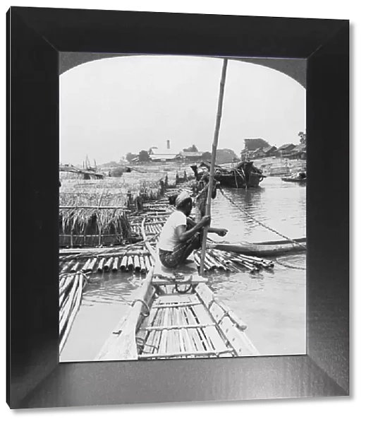 Rafts on the Irrawaddy River, Mandalay, Burma, 1908. Artist: Stereo Travel Co